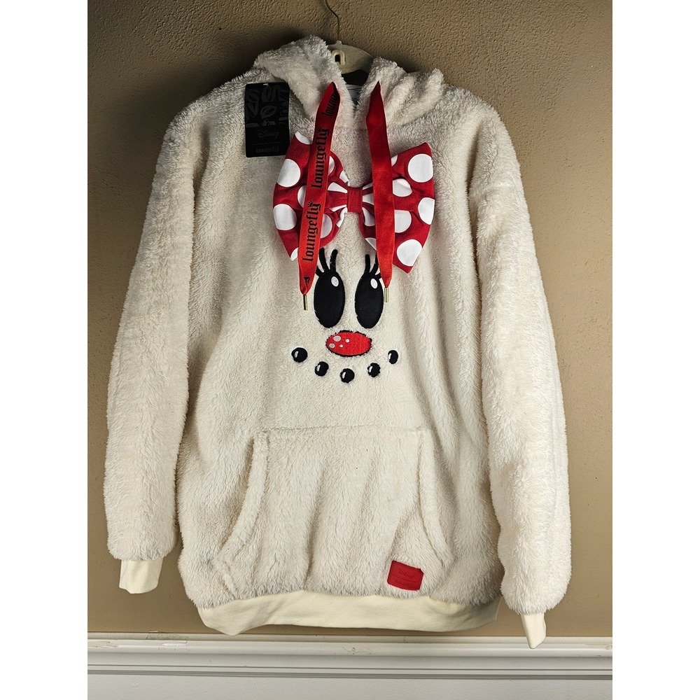 NWT Loungefly Disney Womens‎ Holiday Minnie Sherpa Hoodie With Mouse Ears Medium